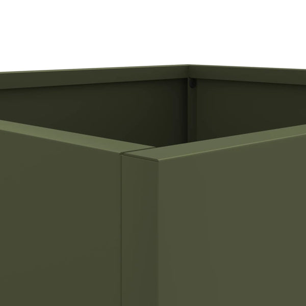 Olivgrüne Pflanzkübel, 2er-Set, Stahl