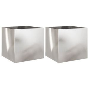 Edelstahl Pflanzkübel Set, Silber, 2er