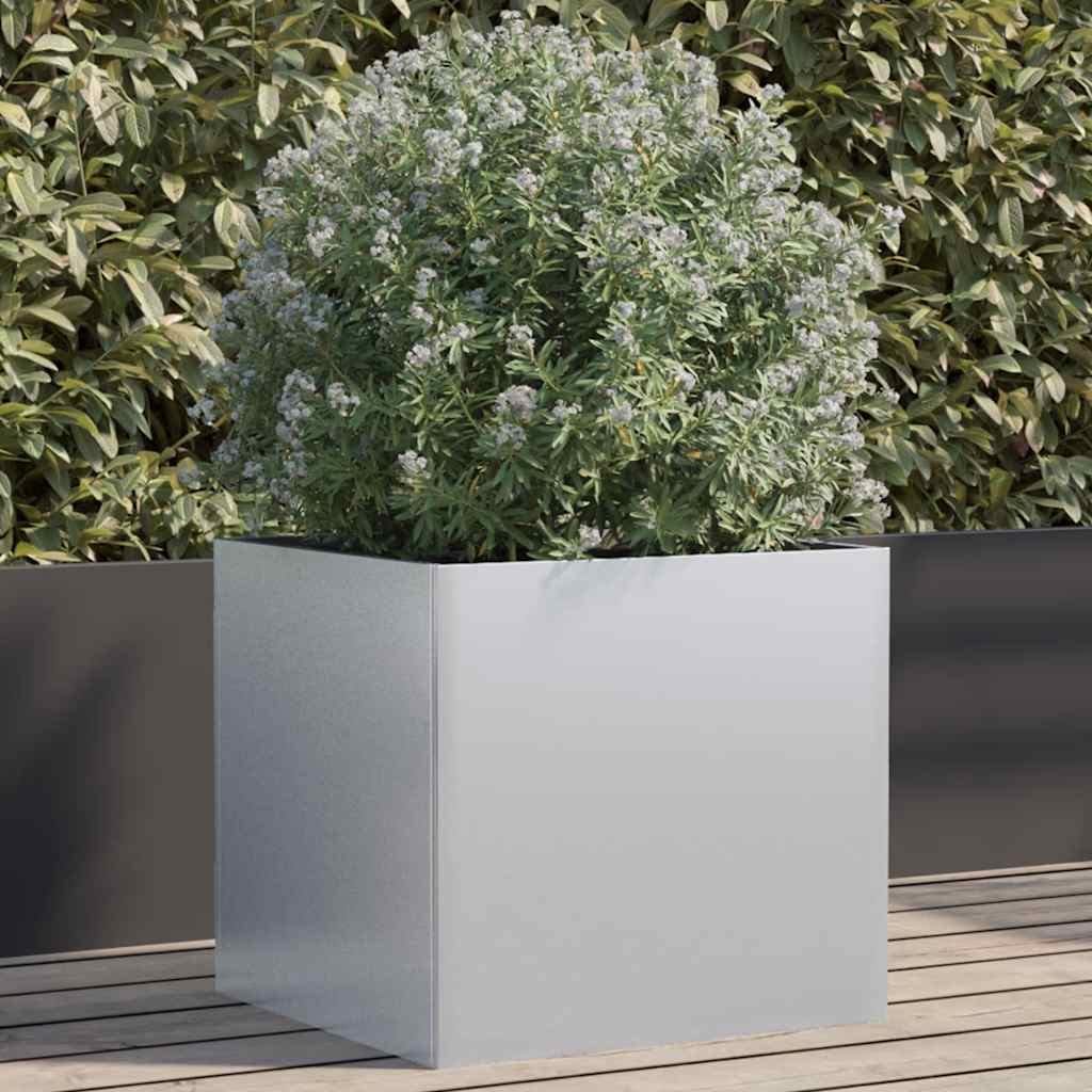 Silberner Pflanzkübel, 49 cm, Verzinkt