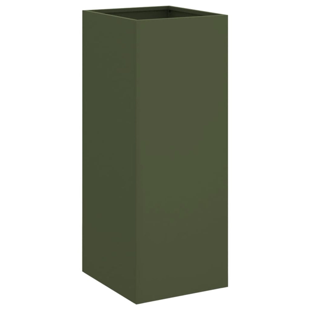 Olivgrüner Pflanzkübel aus Stahl, 75 cm