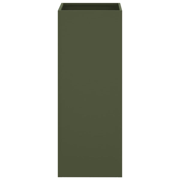 Olivgrüner Pflanzkübel aus Stahl, 75 cm