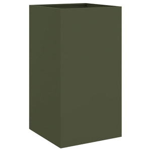 Olivgrüner Pflanzkübel Stahl 42x38x75cm