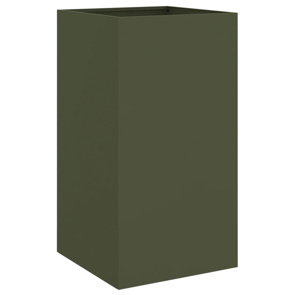 Olivgrüner Pflanzkübel Stahl 42x38x75cm