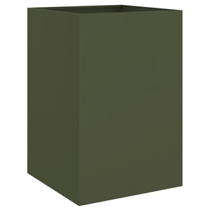Olivgrüner Pflanzkübel aus Stahl, 75 cm