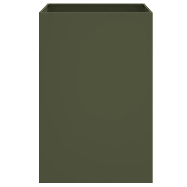 Olivgrüner Pflanzkübel aus Stahl, 75 cm