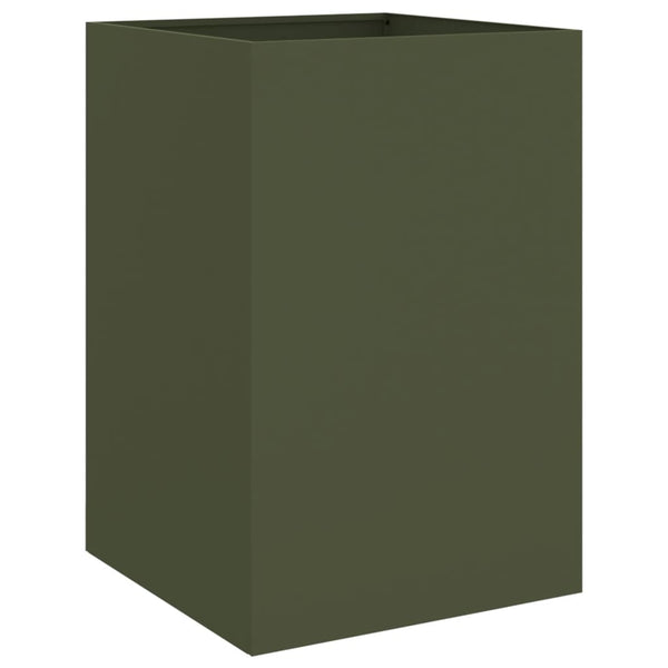 Olivgrüner Pflanzkübel aus Stahl, 75 cm