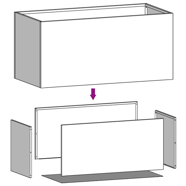 Schwarzer Pflanzkübel Stahl 62x30x29 cm