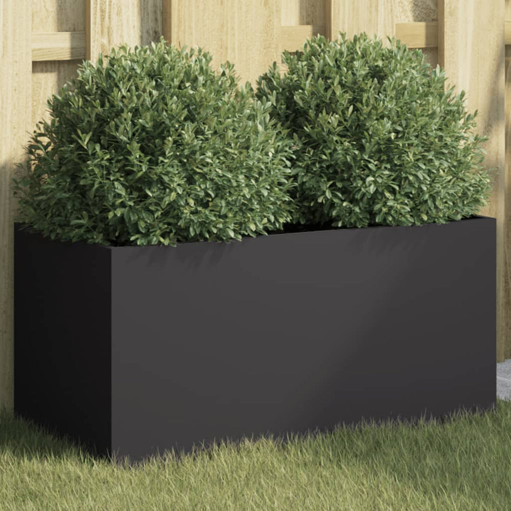 Schwarzer Pflanzkübel Stahl 62x30x29 cm