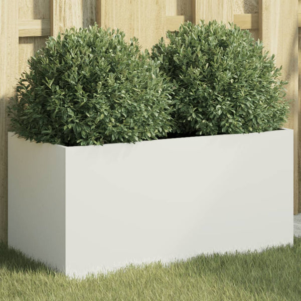 Weißer Pflanzkübel Stahl 62x30x29 cm