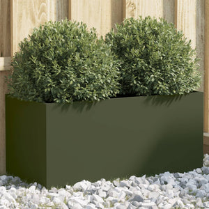 Olivgrüner Pflanzkübel, 62 cm Stahl