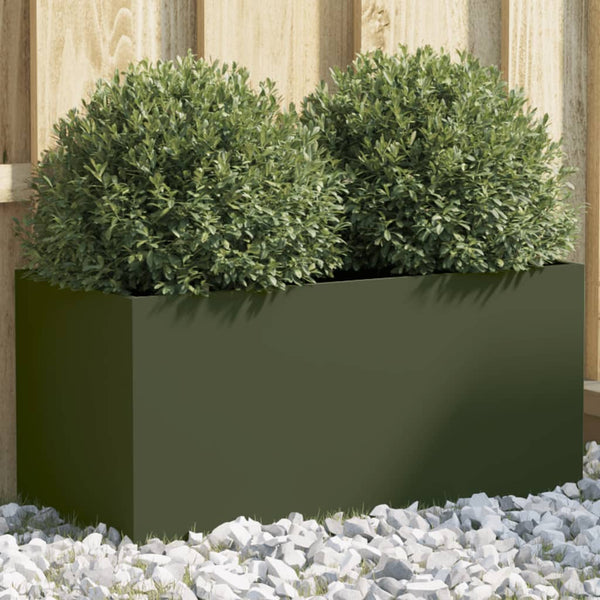 Olivgrüner Pflanzkübel, 62 cm Stahl