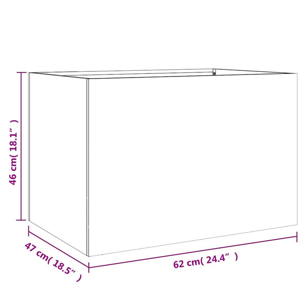 Silberner Pflanzkübel 62 cm Verzinkt