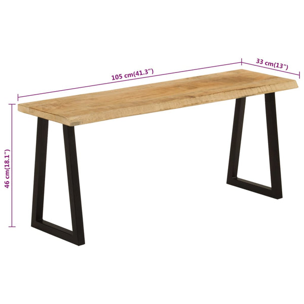 Baumkanten Bank 105 cm Mango Massivholz