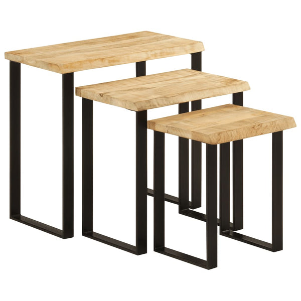 Mango Satztische mit Baumkante, 3er Set