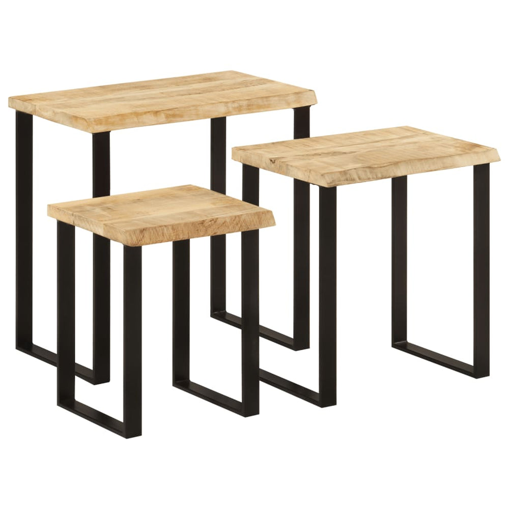 Mango Satztische mit Baumkante, 3er Set
