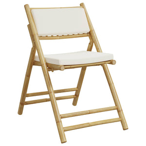 vidaXL Chaises de bistrot 4 pcs Pliantes avec Coussins Crème Bambou