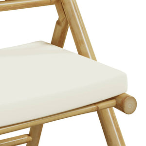 vidaXL Chaises de bistrot 4 pcs Pliantes avec Coussins Crème Bambou