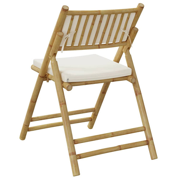 vidaXL Chaises de bistrot 6 pcs Pliables avec coussins crème Bambou