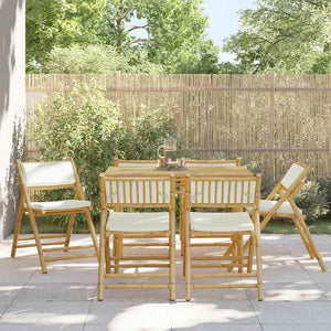 vidaXL Chaises de bistrot 6 pcs Pliables avec coussins crème Bambou
