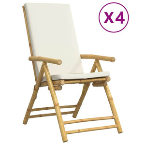 vidaXL Chaises de jardin 4 pcs. Réglables Pliantes avec coussins Bambou