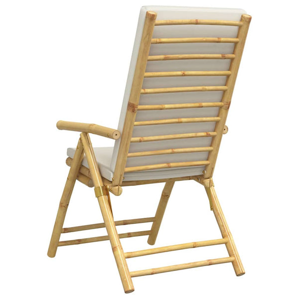 vidaXL Chaises de jardin 4 pcs. Réglables Pliantes avec coussins Bambou