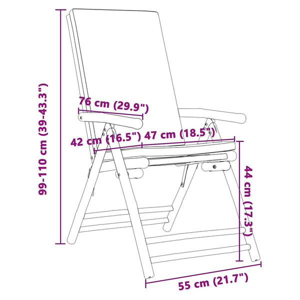 vidaXL Chaises de jardin 4 pcs. Réglables Pliantes avec coussins Bambou