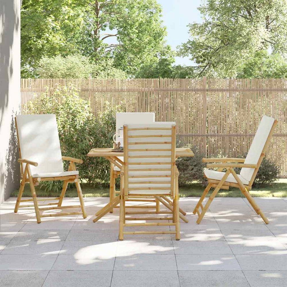 Bambus Gartenstühle 4er Set Verstellbar mit Kissen