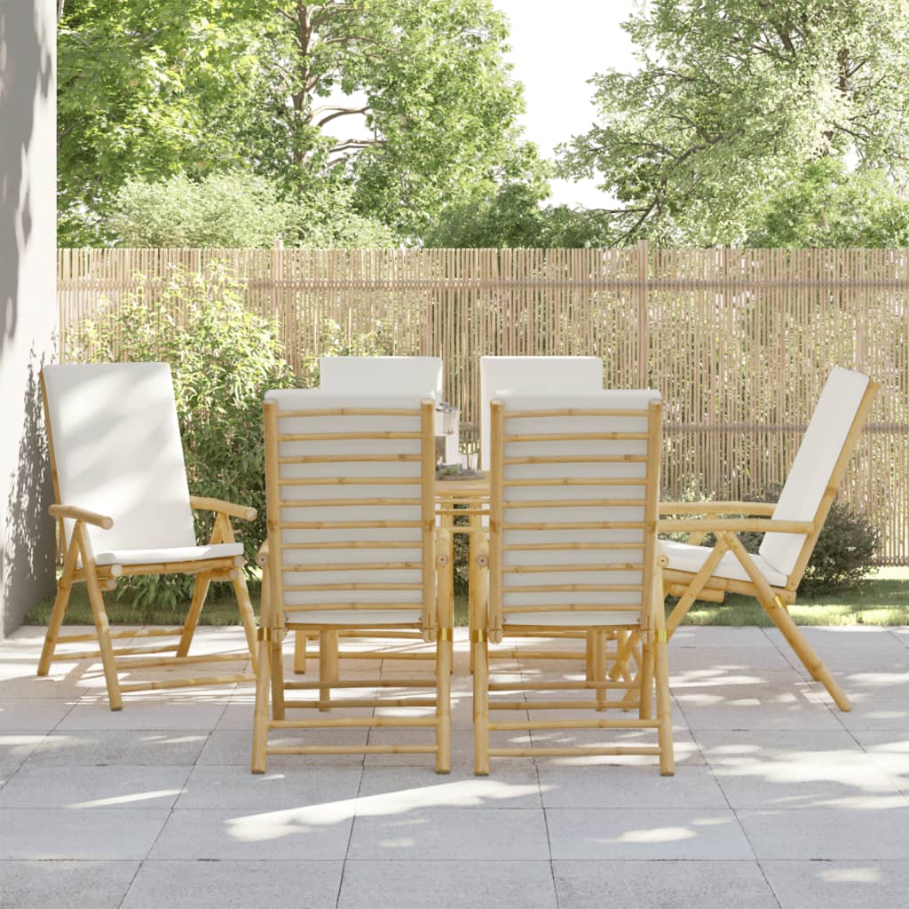 vidaXL Chaises de jardin 6 pcs. Réglables Pliantes avec coussins Bambou