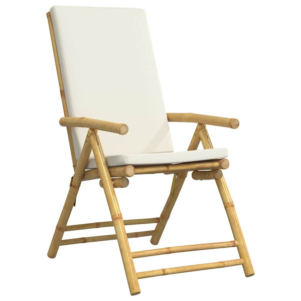 vidaXL Ensemble bistro pliable 3 pcs avec coussins crème Bambou