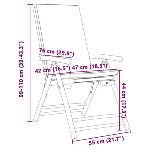 vidaXL Ensemble bistro pliable 3 pcs avec coussins crème Bambou