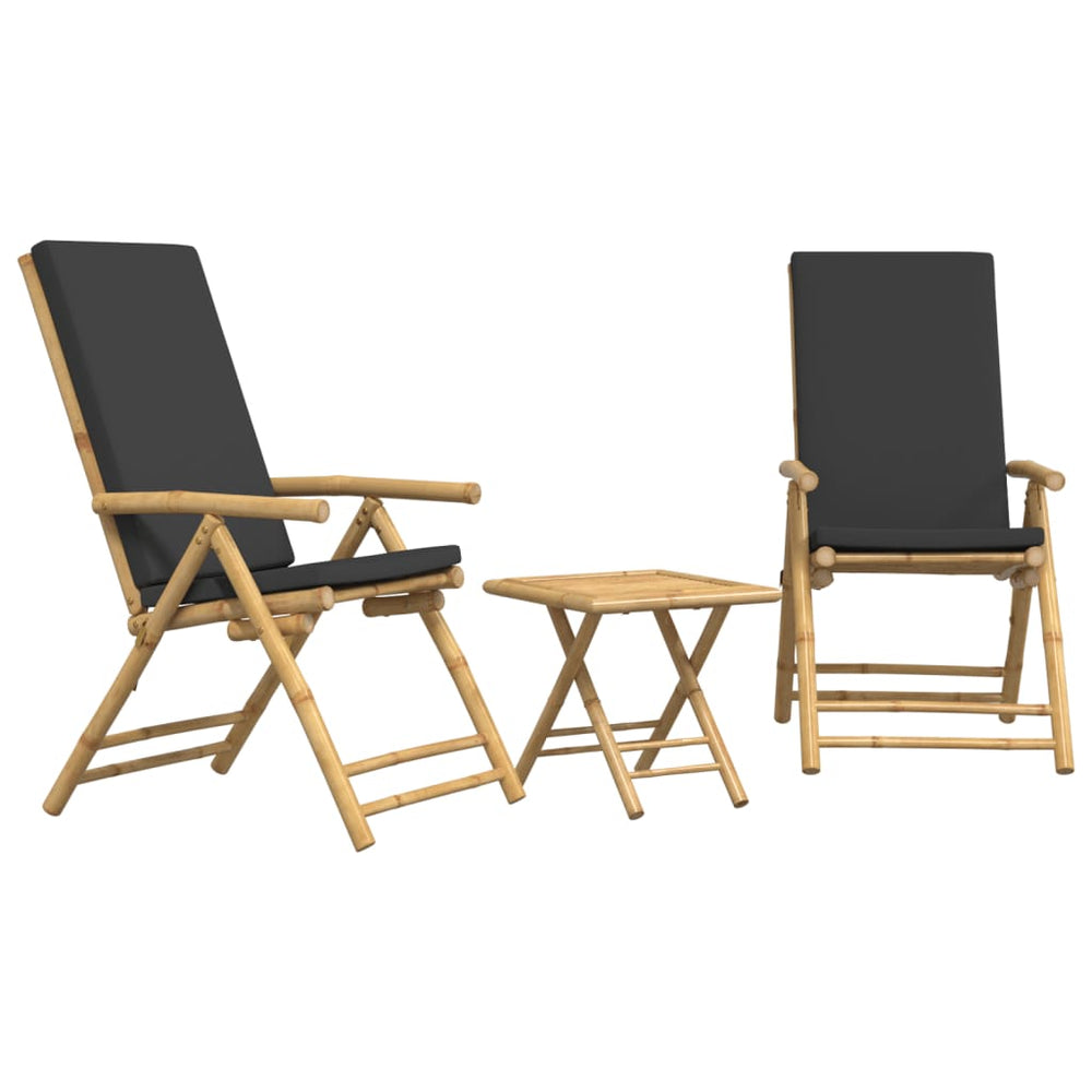 3-tlg. Klappbares Bistro-Set mit Kissen