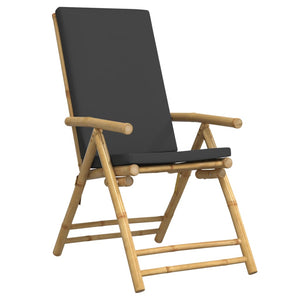 vidaXL Ensemble de bistrot pliable 3 pièces avec coussins gris foncé Bambou