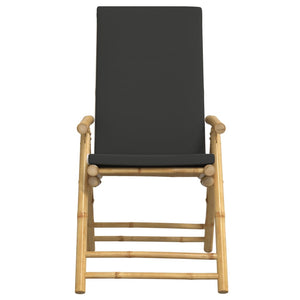 vidaXL Ensemble de bistrot pliable 3 pièces avec coussins gris foncé Bambou