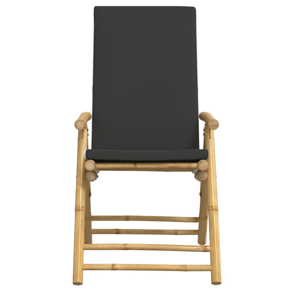 vidaXL Ensemble de bistrot pliable 3 pièces avec coussins gris foncé Bambou