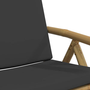 vidaXL Ensemble de bistrot pliable 3 pièces avec coussins gris foncé Bambou