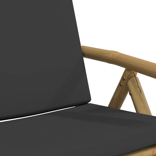 vidaXL Ensemble de bistrot pliable 3 pièces avec coussins gris foncé Bambou