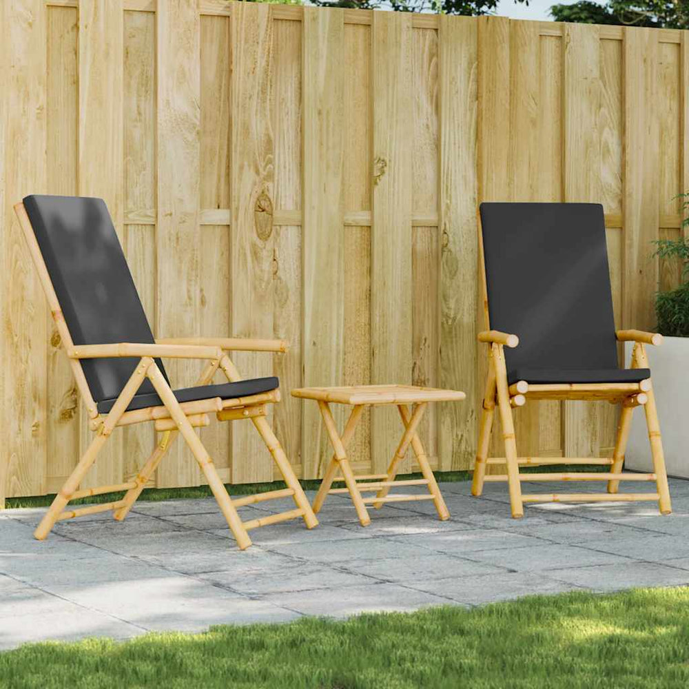 3-tlg. Klappbares Bistro-Set mit Kissen
