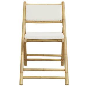 vidaXL Ensemble de bistrot 5 pcs Pliant avec Coussins Crème Bambou