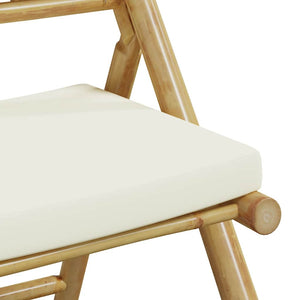 vidaXL Ensemble de bistrot 5 pcs Pliant avec Coussins Crème Bambou