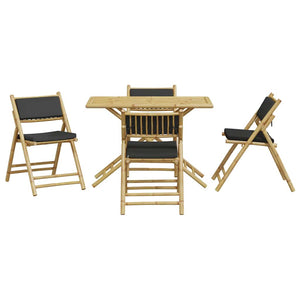 vidaXL Ensemble de bistrot pliable 5 pcs avec coussins gris foncé Bambou