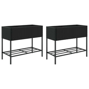 Hochbeete mit Ablage, 2er Set, 90x40x75 cm
