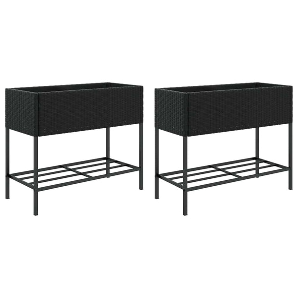 Hochbeete mit Ablage, 2er Set, 90x40x75 cm
