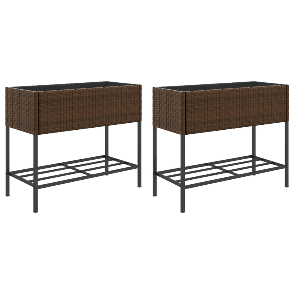 Hochbeete mit Ablage, 2er Set, Braun