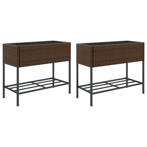Hochbeete mit Ablage, 2er Set, Braun