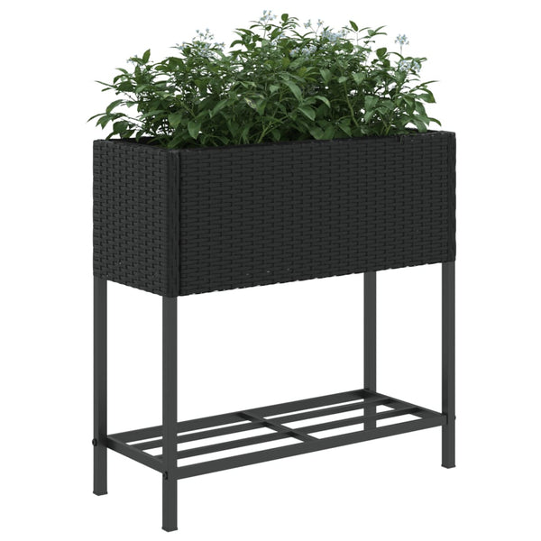 Hochbeete mit Ablage, 2er Set, 70cm, Poly Rattan