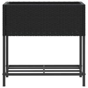 Hochbeete mit Ablage, 2er Set, 70cm, Poly Rattan