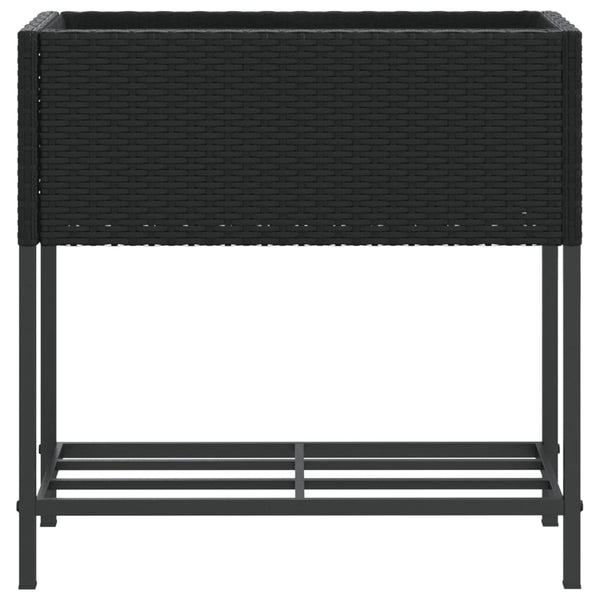 Hochbeete mit Ablage, 2er Set, 70cm, Poly Rattan