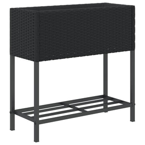 Hochbeete mit Ablage, 2er Set, 70cm, Poly Rattan