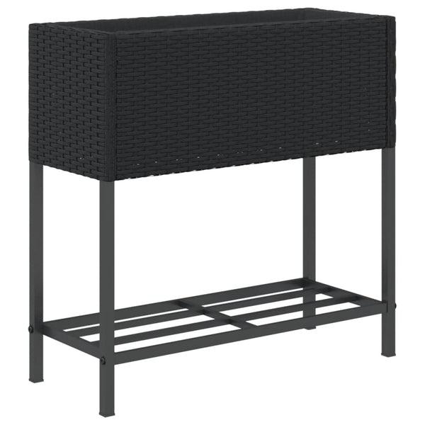 Hochbeete mit Ablage, 2er Set, 70cm, Poly Rattan