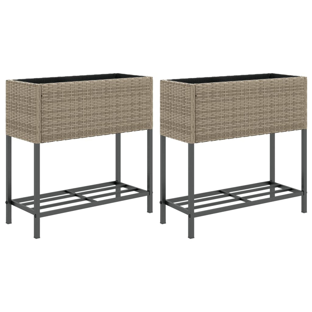 Hochbeete mit Ablage, 2er Set, Grau